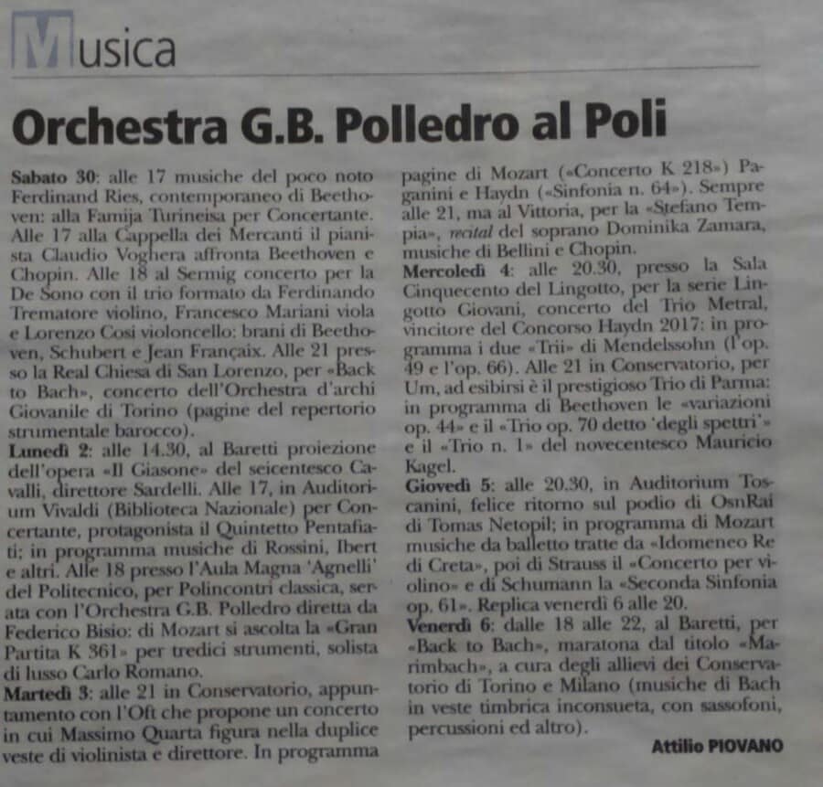 L'Orchestra Polledro al Politecnico di Torino